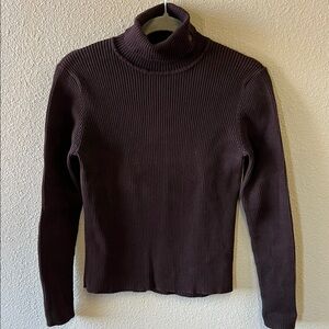 LAUREN RALPH LAUREN women’s dark chocolate brown 100% cotton sweater. Size M.